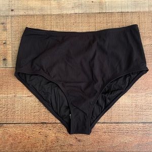 Andie high waisted rib knit bikini swimsuit bottom in black - M